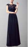 Dark Blue Floral Lace Bridesmaid Dresses Long with Sash KSP487