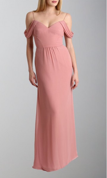 Spaghetti Straps Long V-neck Bridesmaid Dresses KSP490