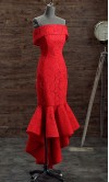 Red Lace Short Mermaid Prom Dresses