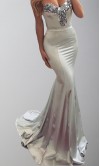 Light Grey Satin Mermaid Evening Prom Dresses KSP499