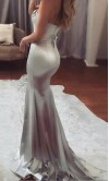 Light Grey Satin Mermaid Evening Prom Dresses