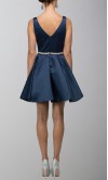 Short Blue Satin Prom Dresses with Tank Straps