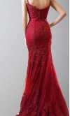 Red Lace Prom Dresses Mermaid with Spaghetti Straps