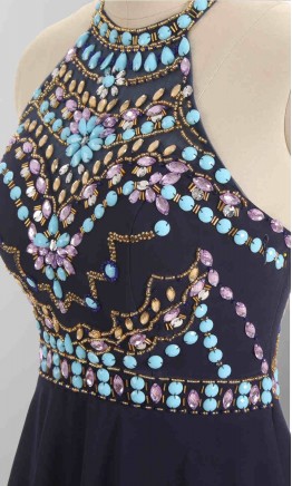 Short Blue Prom Dresses Feature Embellishment Top KSP503