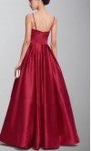 Spaghetti Straps Wine Prom Gowns with Plunging Neck