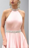 Appliqued Long Illusion V-neck Prom Dresses