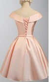 Rose Satin V-neck Short Graduation Dresses with Bow Knot