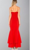 Long Red Trumpet Layered Prom Dresses Spaghetti Strap