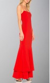 Long Red Trumpet Layered Prom Dresses Spaghetti Strap