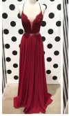 Burgundy Lace Prom Dresses with Open Back KSP523