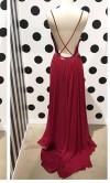 Burgundy Lace Prom Dresses with Open Back KSP523