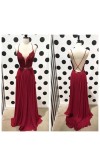 Strappy Burgundy Lace Prom Dresses Backless