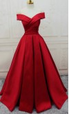 Off Shoulder Cross Revers Neckline Red Ball Gowns KSP524