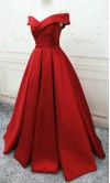 Off Shoulder Cross Revers Neckline Red Ball Gowns