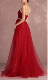 Red Long Prom Gowns Lace Up Back