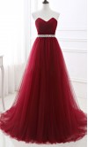 Red Long Prom Gowns Lace Up Back