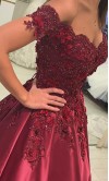 Appliqued Lace Corset Prom Ball Gowns off the shoulder