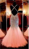 Sparkly Long Trumpet/ Mermaid Prom Dress with Cross Straps