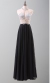 Crystal Long Black Halter Straps Prom Dresses