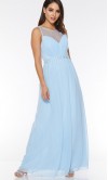 Light Blue Long Prom Dresses with Embellishment Neck 