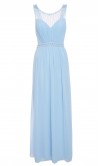 Light Blue Long Prom Dresses with Embellishment Neck 