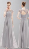 Burgundy Long Floral Lace and Chiffon Bridesmaid Dresses KSP554