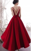 Red Long Spaghetti Straps Prom Dresses Strappy Back