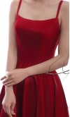 Red Long Spaghetti Straps Prom Dresses Strappy Back