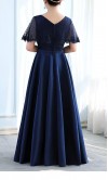 Long Plus Size Lace Bridesmaid Dresses Cape Sleeves KSP569