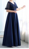 Long Plus Size Lace Bridesmaid Dresses Cape Sleeves KSP569