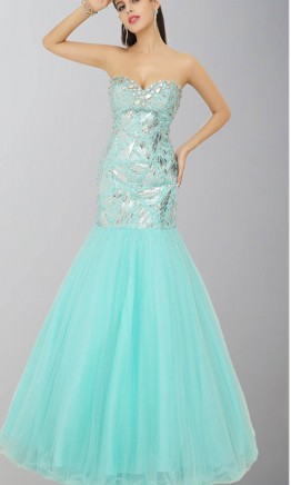 Sweetheart Fit & Flare Empire Rhinestone Prom Dresses Long KSP573