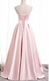 Pink Strapless Satin and Tulle Splice Prom Ball Gowns