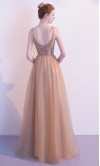 Gold Champagne Prom Dresses with Tie Spaghetti Straps