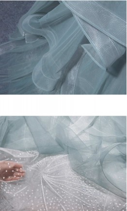 Mist Blue Shimmery Prom Gowns Butier Top and Lace Up Back KSP592