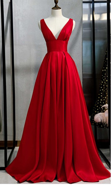 Long Red Prom Dresses A-line