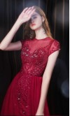 Long Red Bodycon Prom Dresses with Train Covered