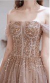 Sequined Off Shoulder Bustier Prom Gowns