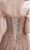 Sequined Off Shoulder Bustier Prom Gowns