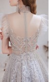 Appliqued Long Illusion V-neck Prom Dresses