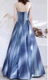 Blue Gradient Lotus Prom Ball Gown 