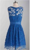 Blue Lace Short Bridesmaid Dress with Sash KSP287