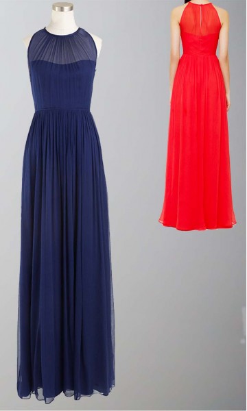 Long Bridesmaid Dresses UK with Illusion Neckline KSP336