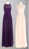 Long Bridesmaid Dresses UK with Illusion Neckline KSP336